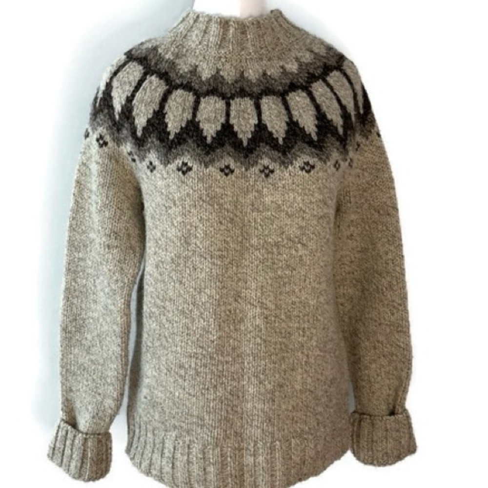 Ladies Fair Isle Beige Patterned Sweater